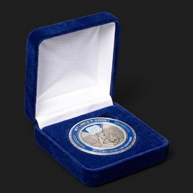 Navy Blue Velvet Coin Presentation Box