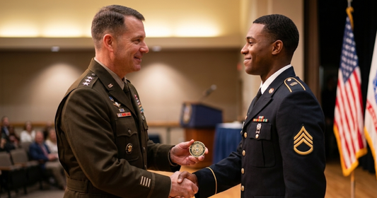 Challenge coins for promotions, retirements, and unit milestones