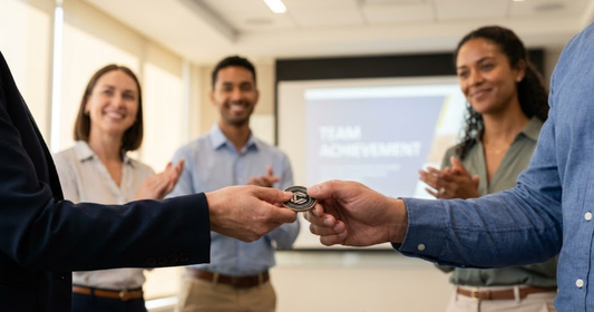 Corporate challenge coins for culture and recognition